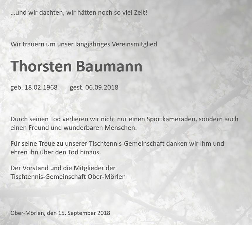 Trauer um Thorsten Baumann